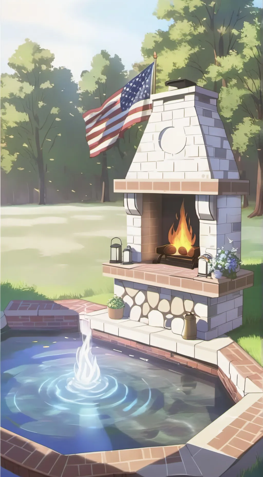 ai character: fire background