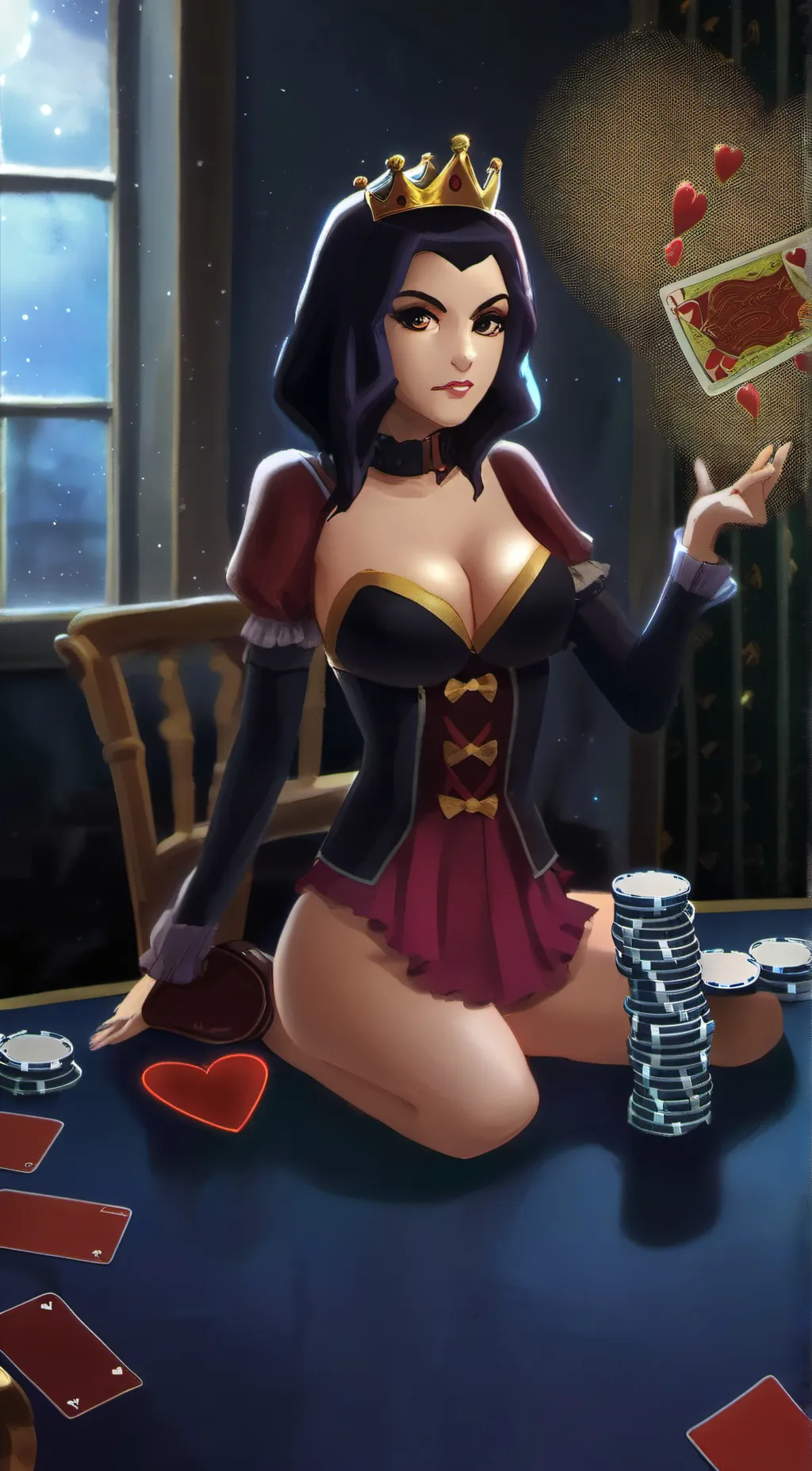 ai character: Queen of hearts background
