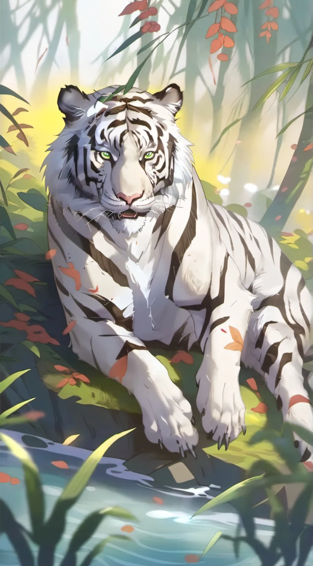 ai character: white tiger  background