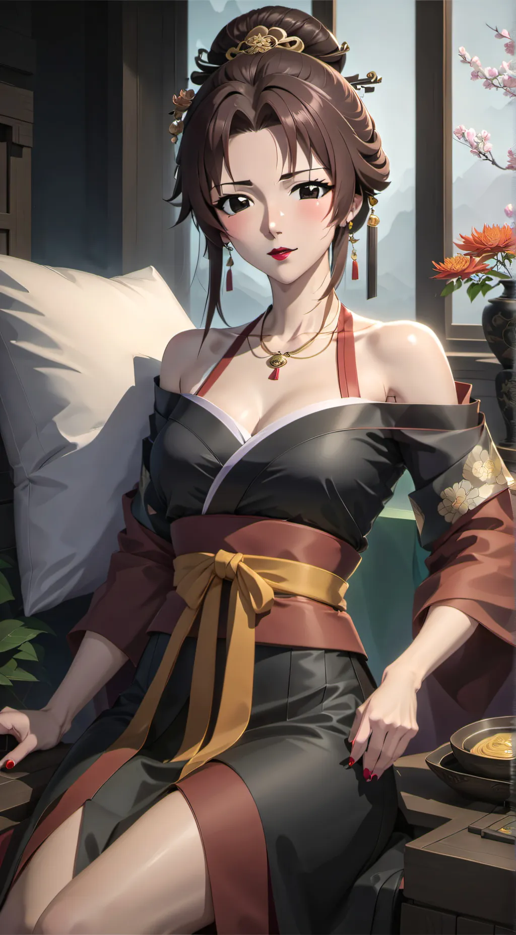 ai character: 艳  母 background