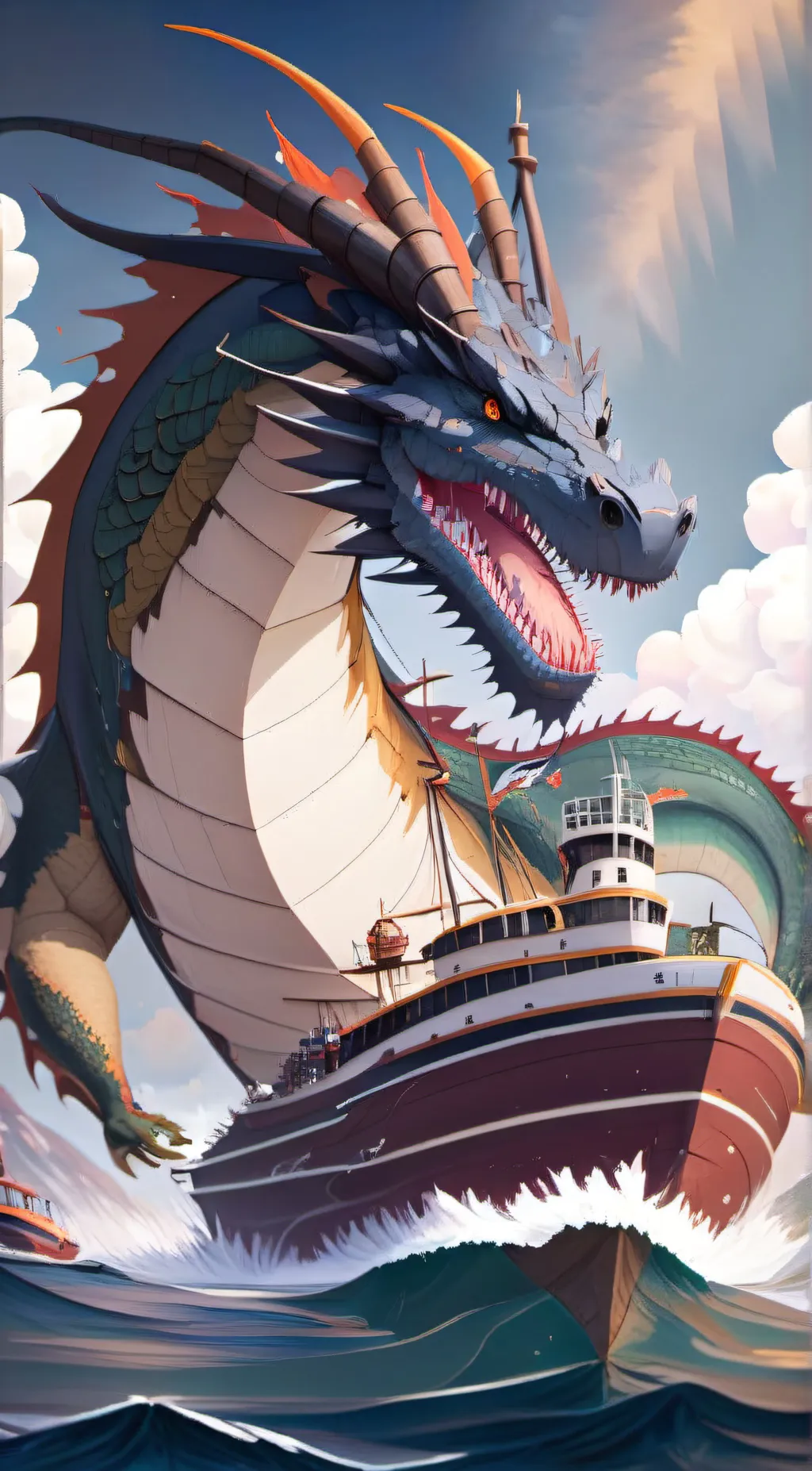 ai character: water dragon  background