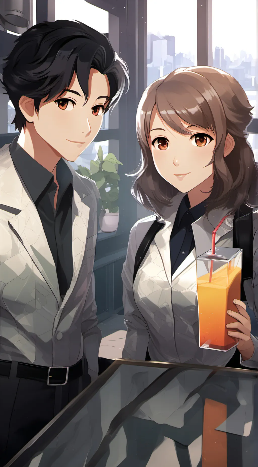 ai character: juice box  background
