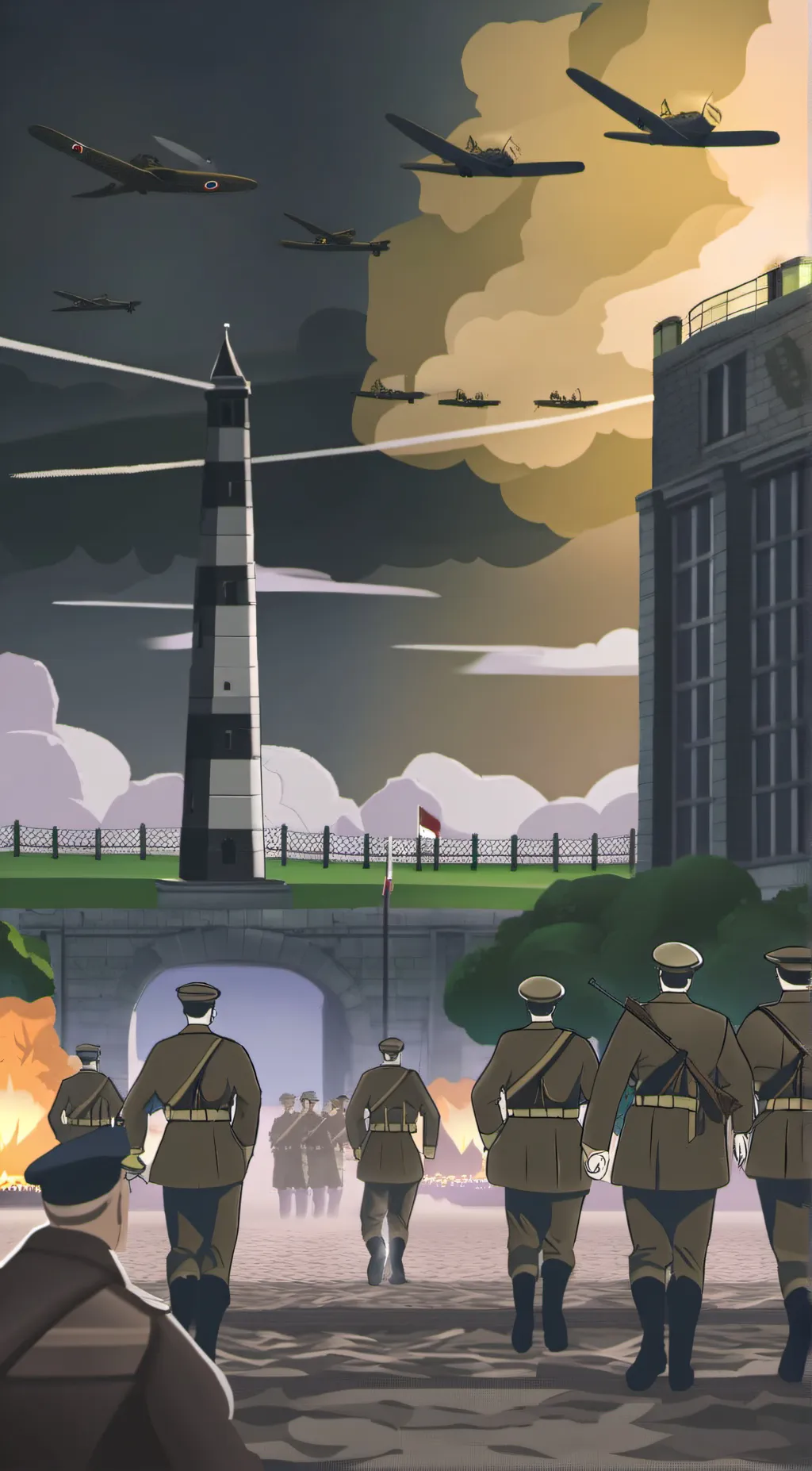 ai character: world war game background