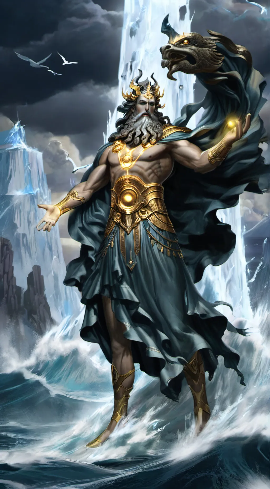 ai character: Poseidon background