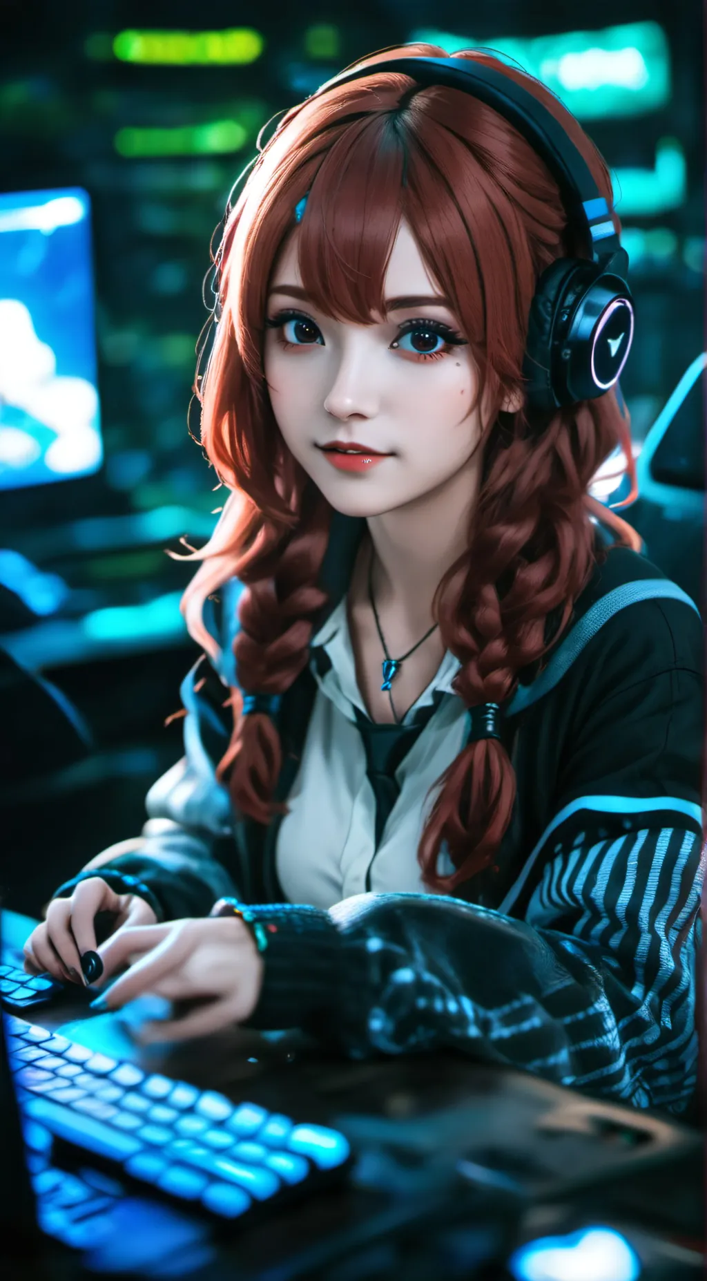 ai character: Gamer girl Hannah  background
