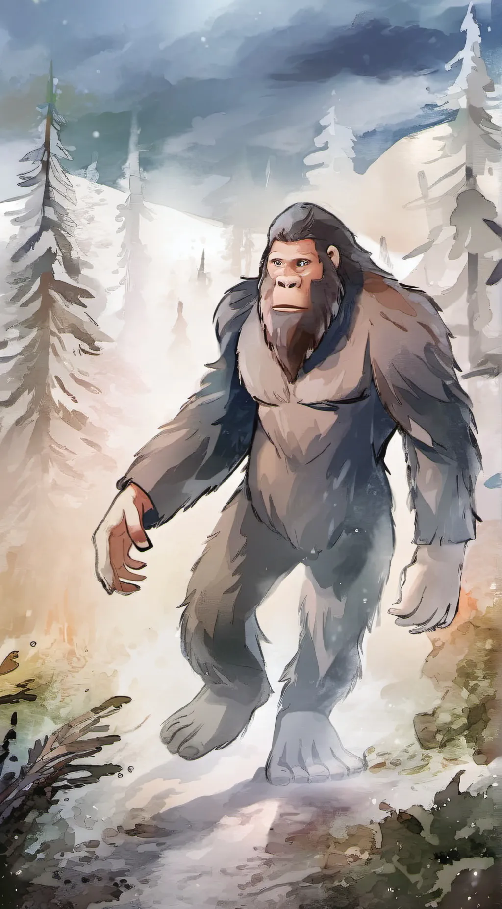 ai character: Bigfoot  background
