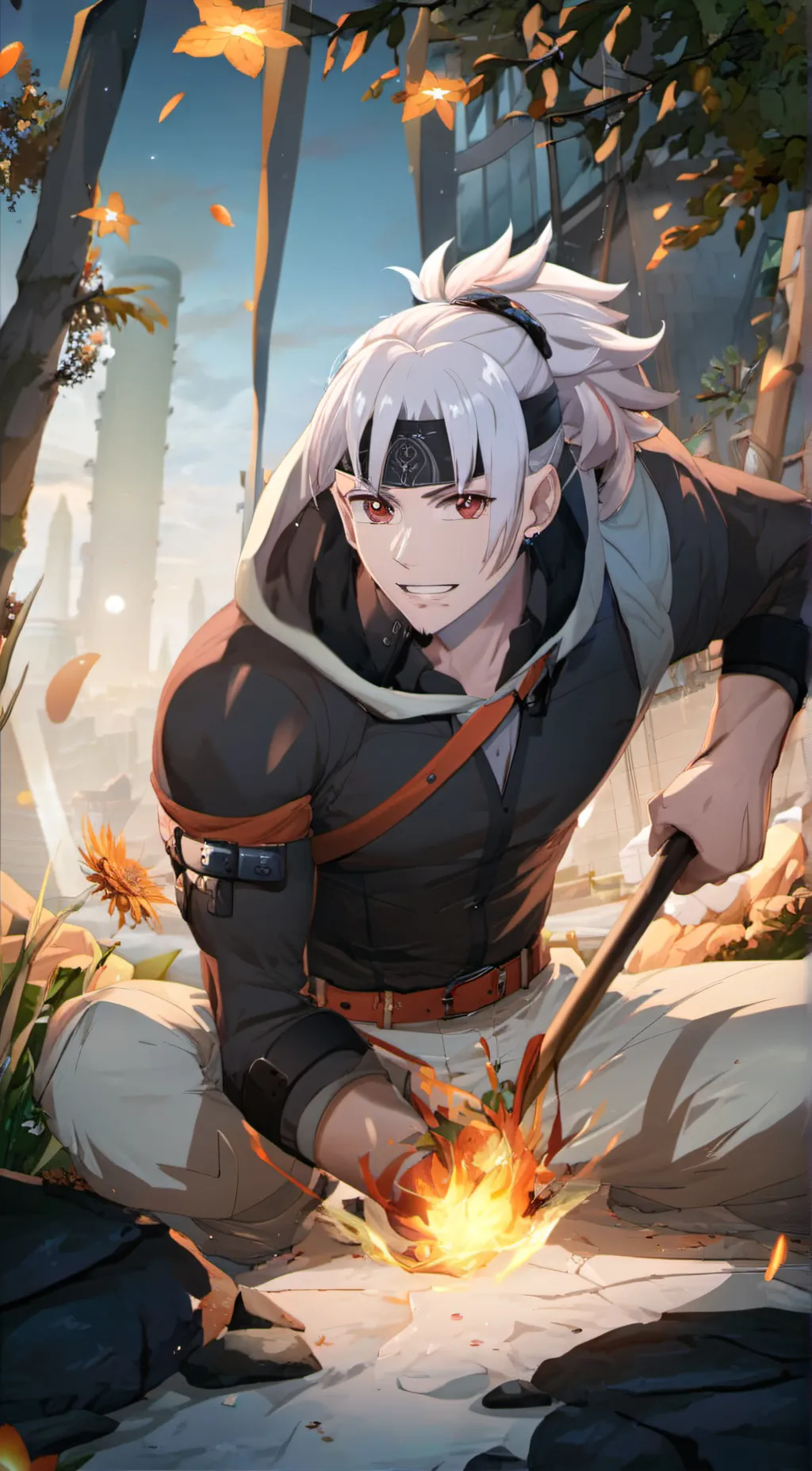 ai character: uzui Tengen background