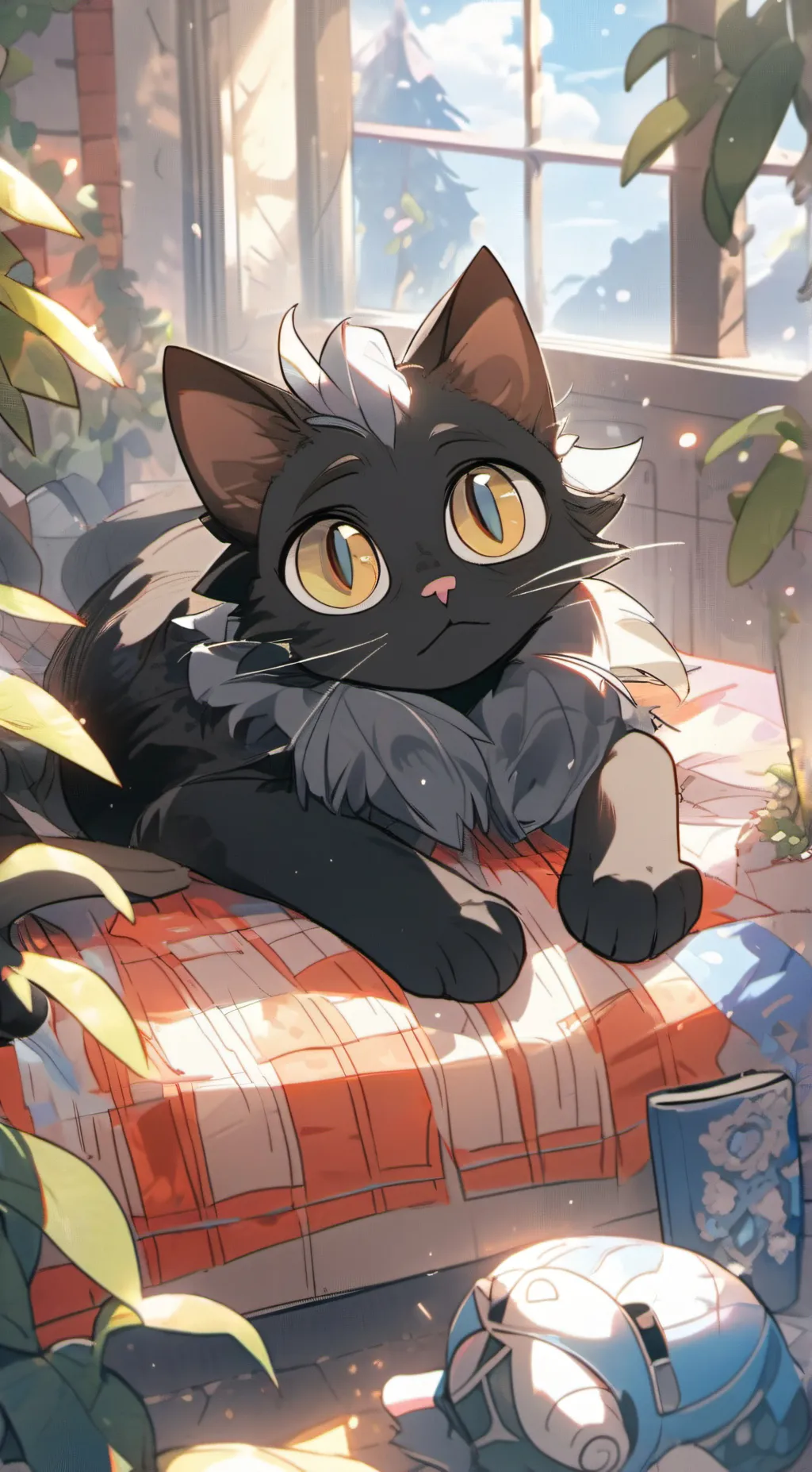 ai character: Black kitten background