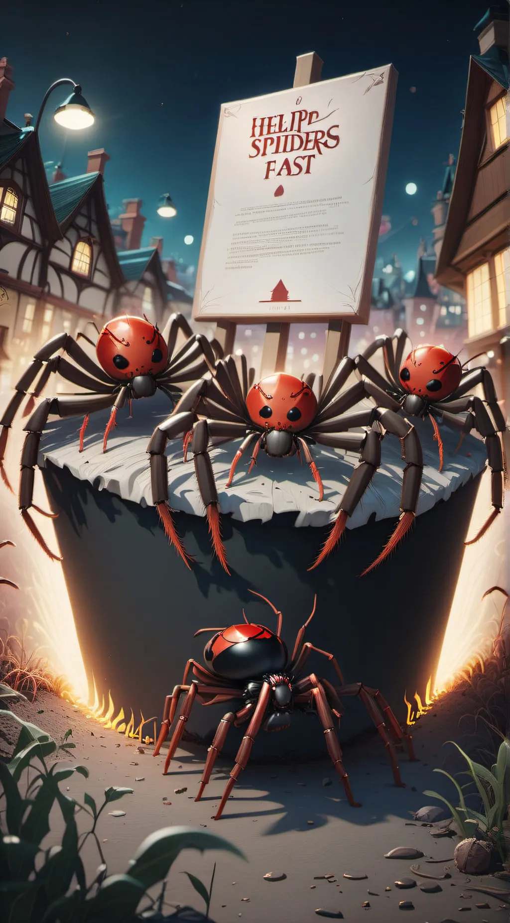 ai character: Spider town background