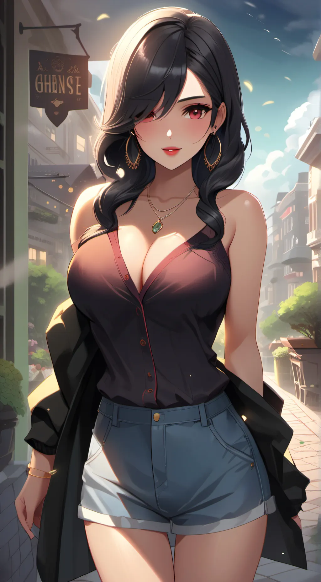ai character: Violet background