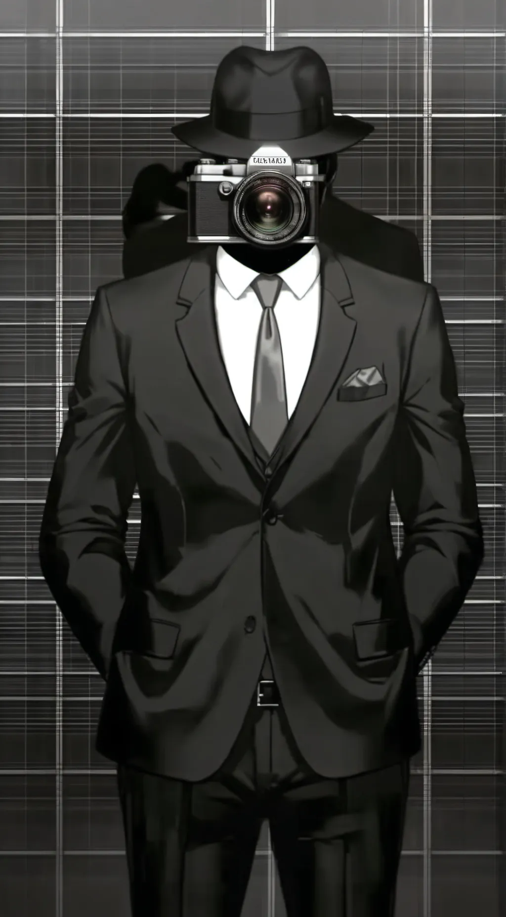 ai character: BIG CAMERA MAN background