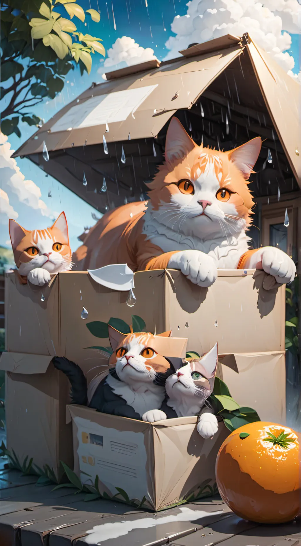 ai character: ★Rainy cats★ background