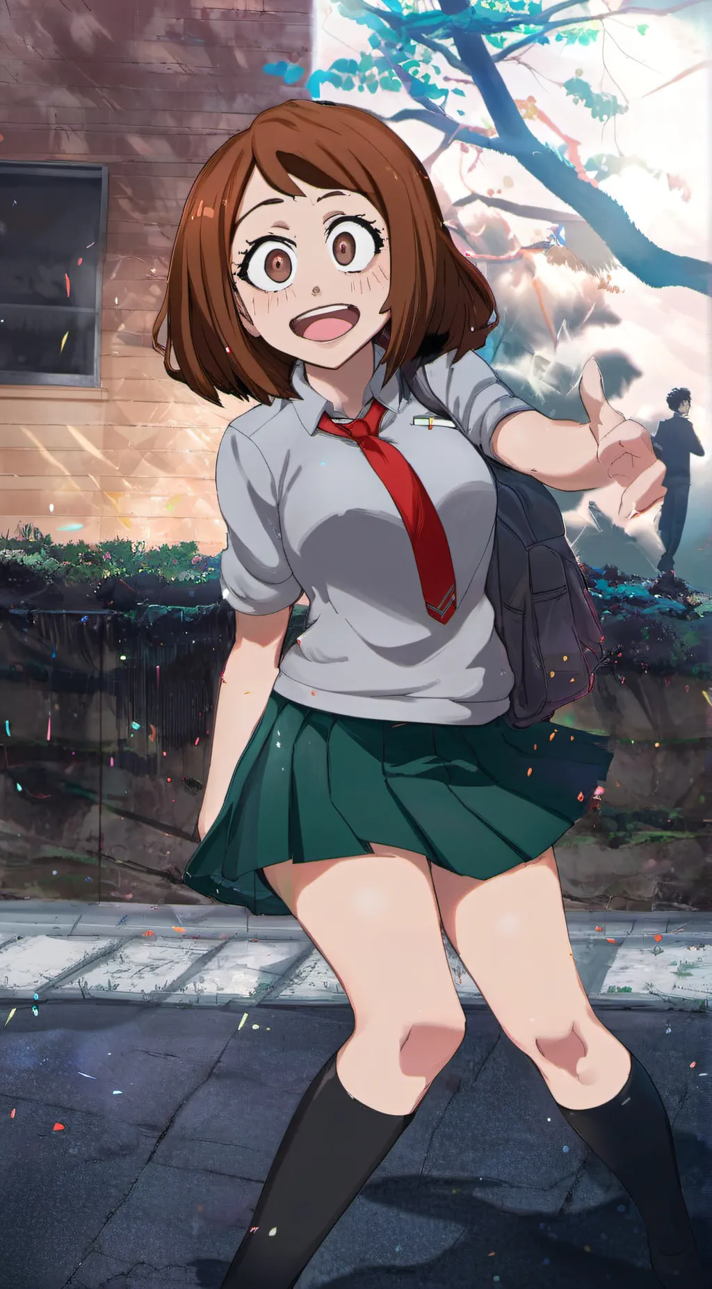 ai character: Uraraka  background