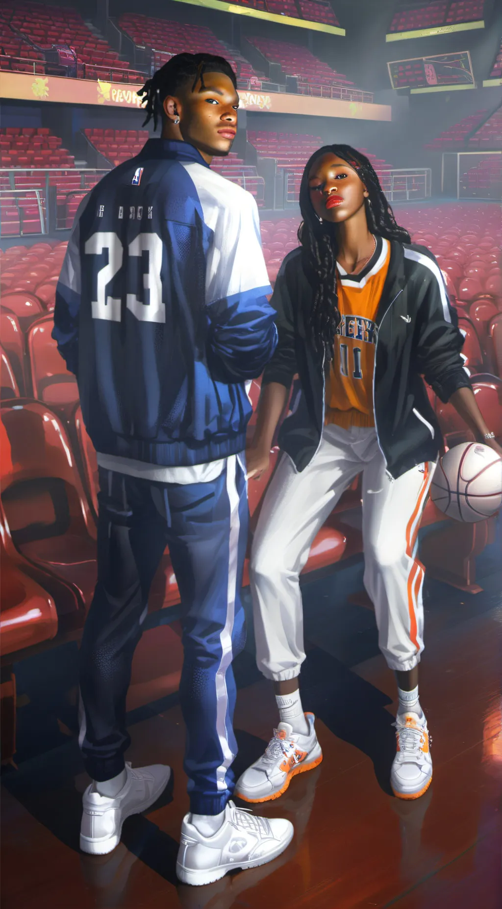 ai character: Steph and Crystal  background