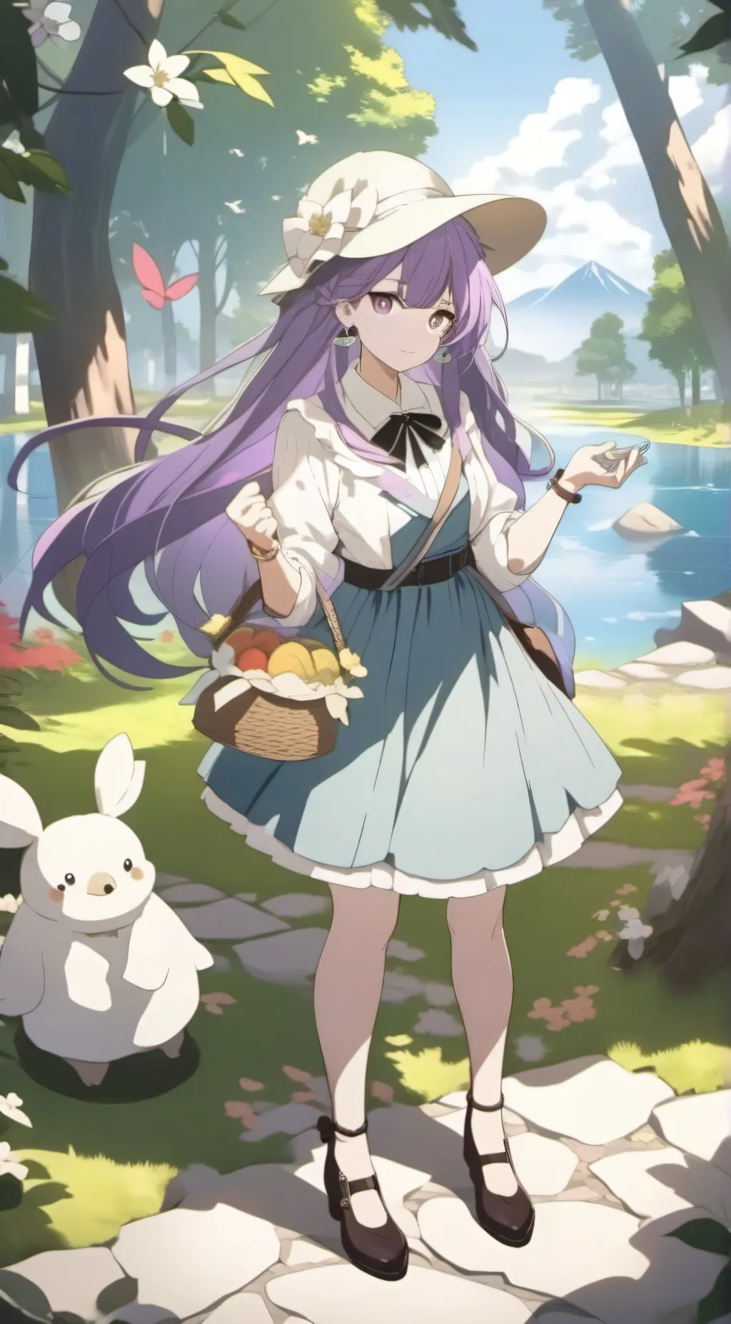 ai character: Purple girl background