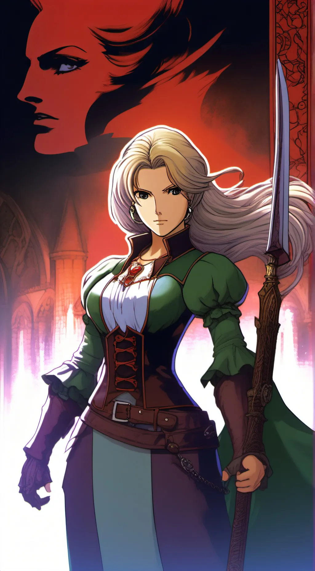 ai character: Sonia Belmont  background