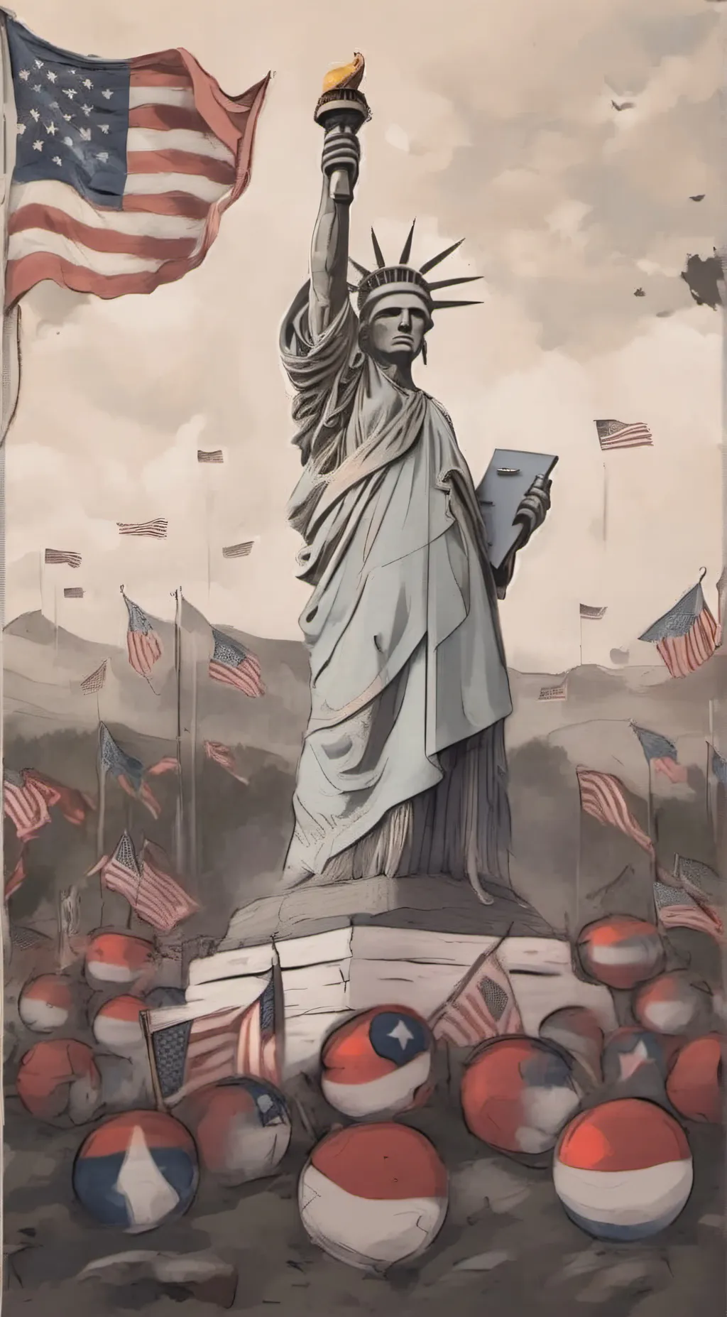 ai character: Americaball background
