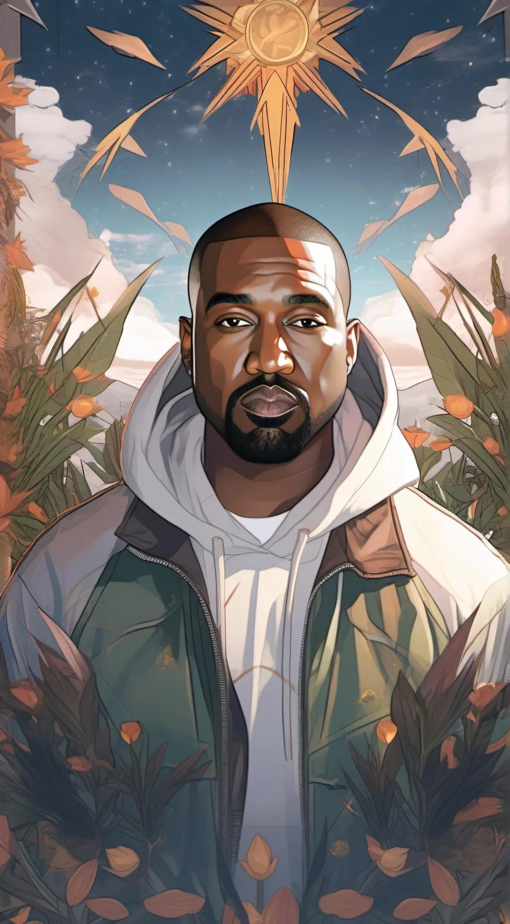 ai character: Kanye east background