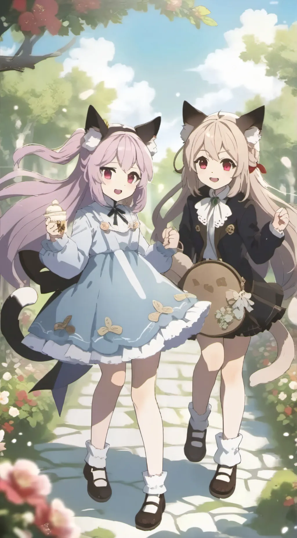 ai character: cherry and peach background