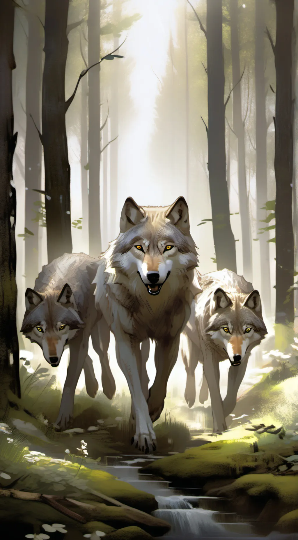 ai character: Three wolfs background
