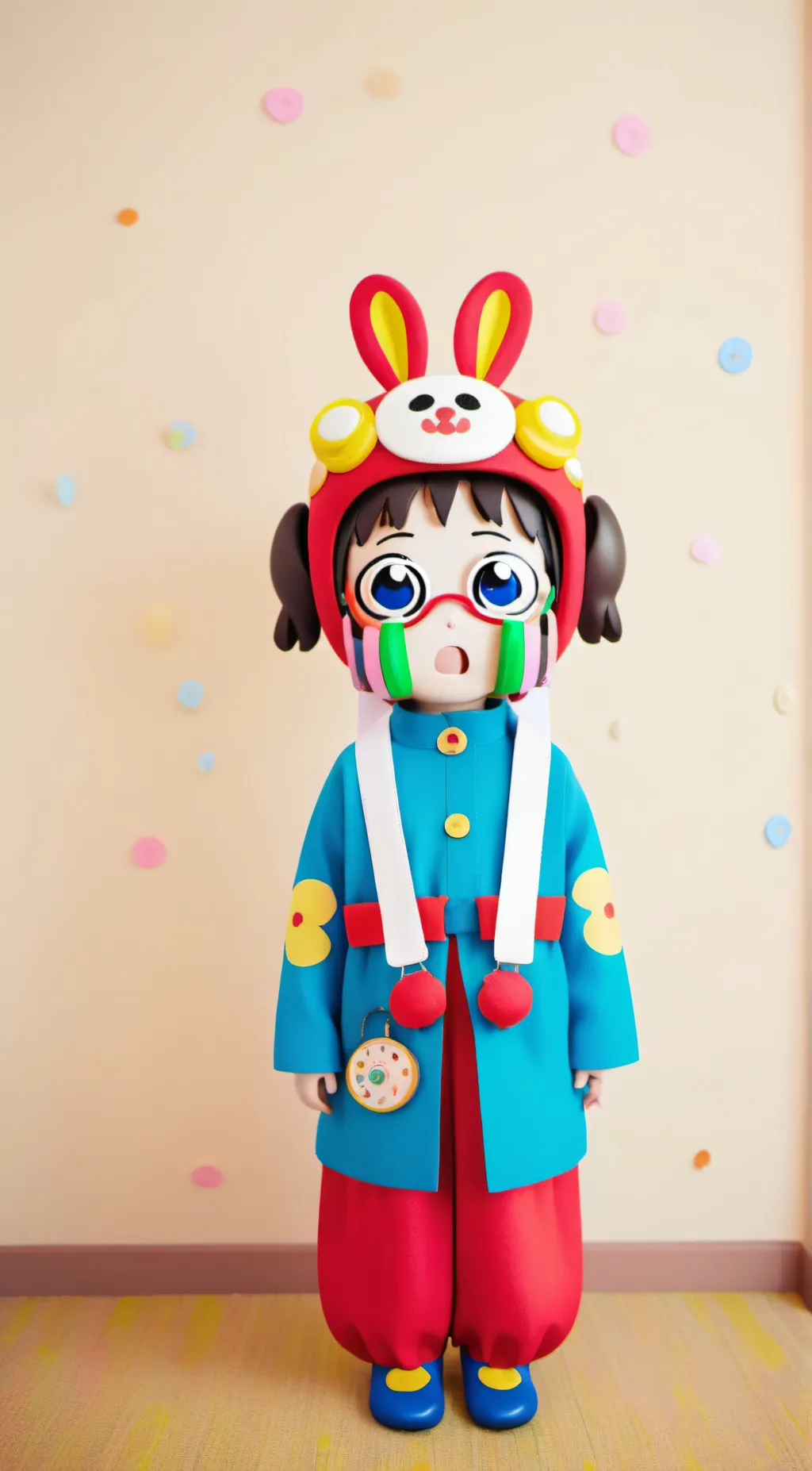 ai character: pomni as  lil girl background