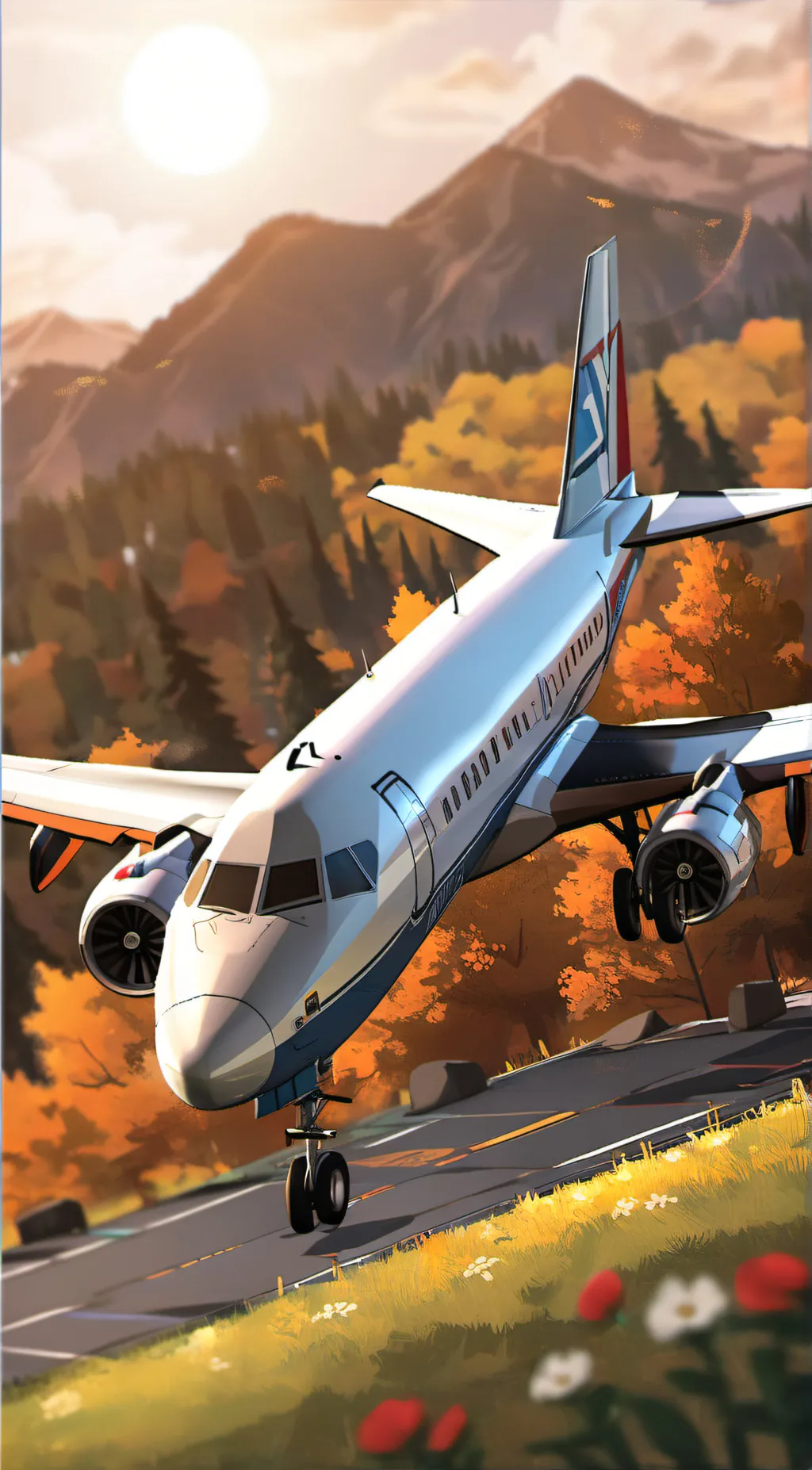 ai character: landing plane  background