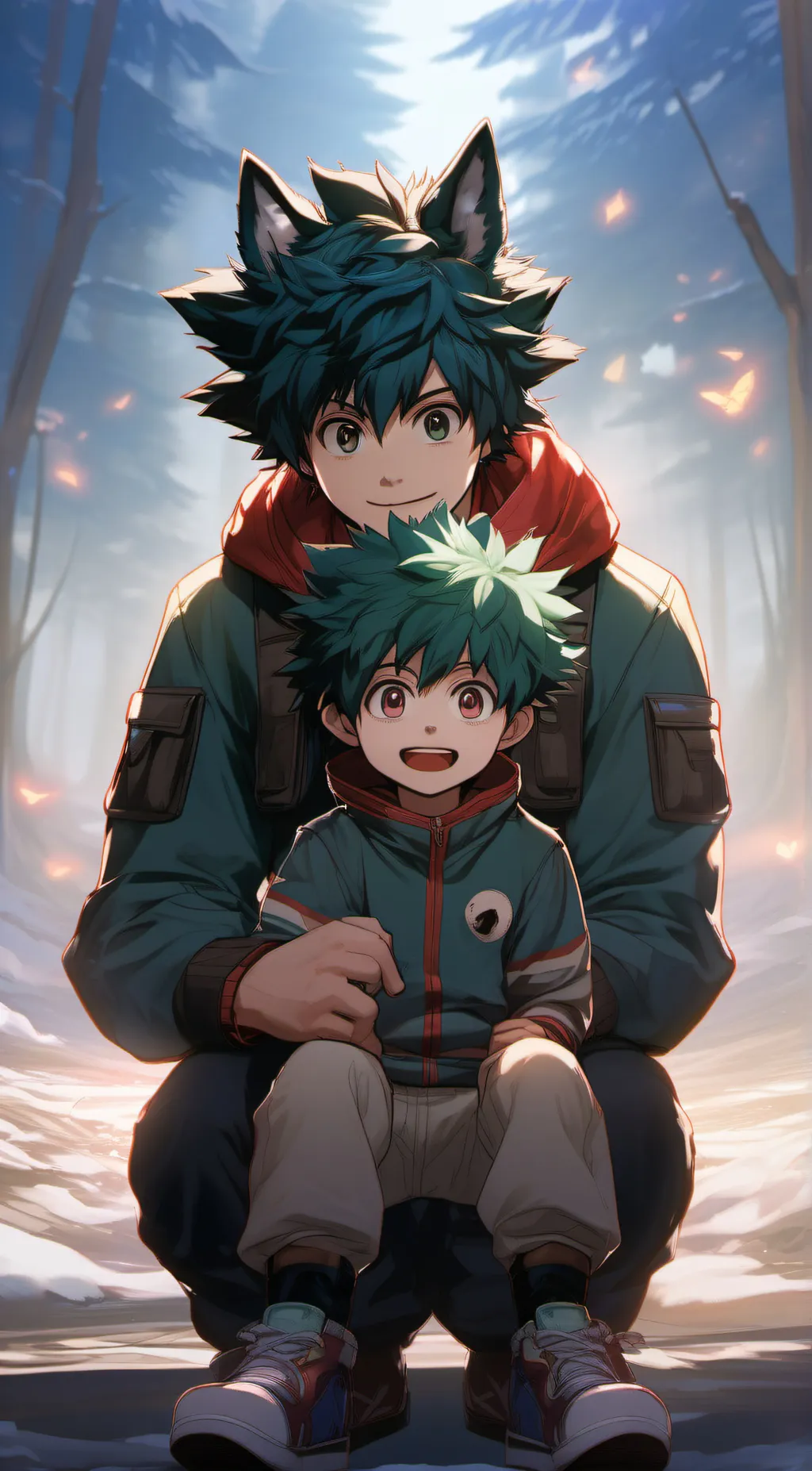 ai character: >Deku and his son< background
