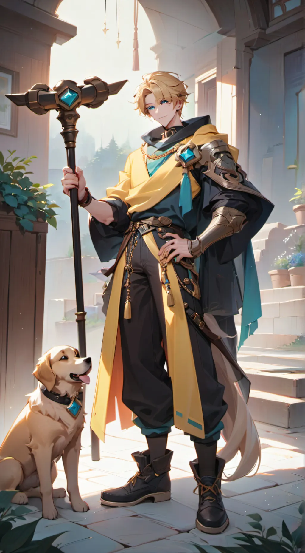 ai character: Pensive Yellow background