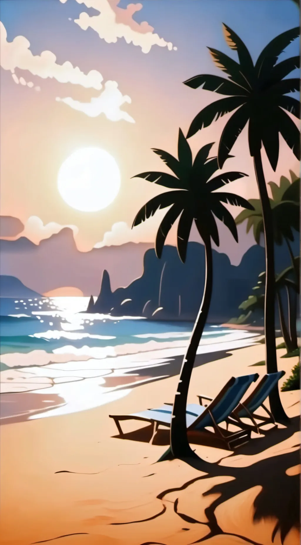 ai character: ds at the beach background