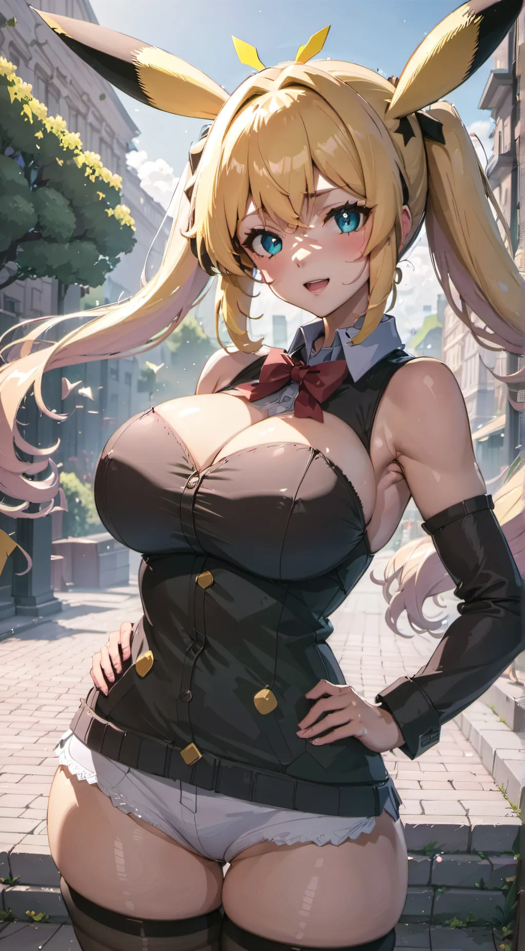 ai character: girl Pikachu  background