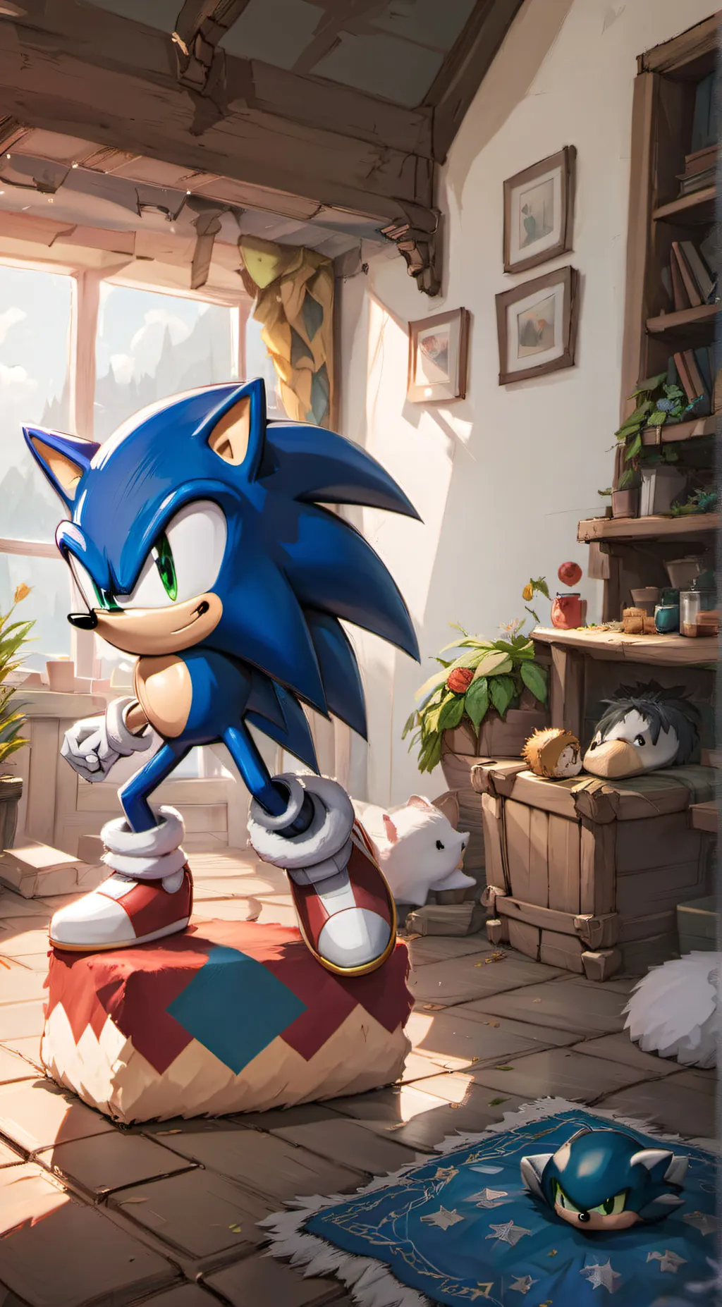ai character: Plushy sonic background