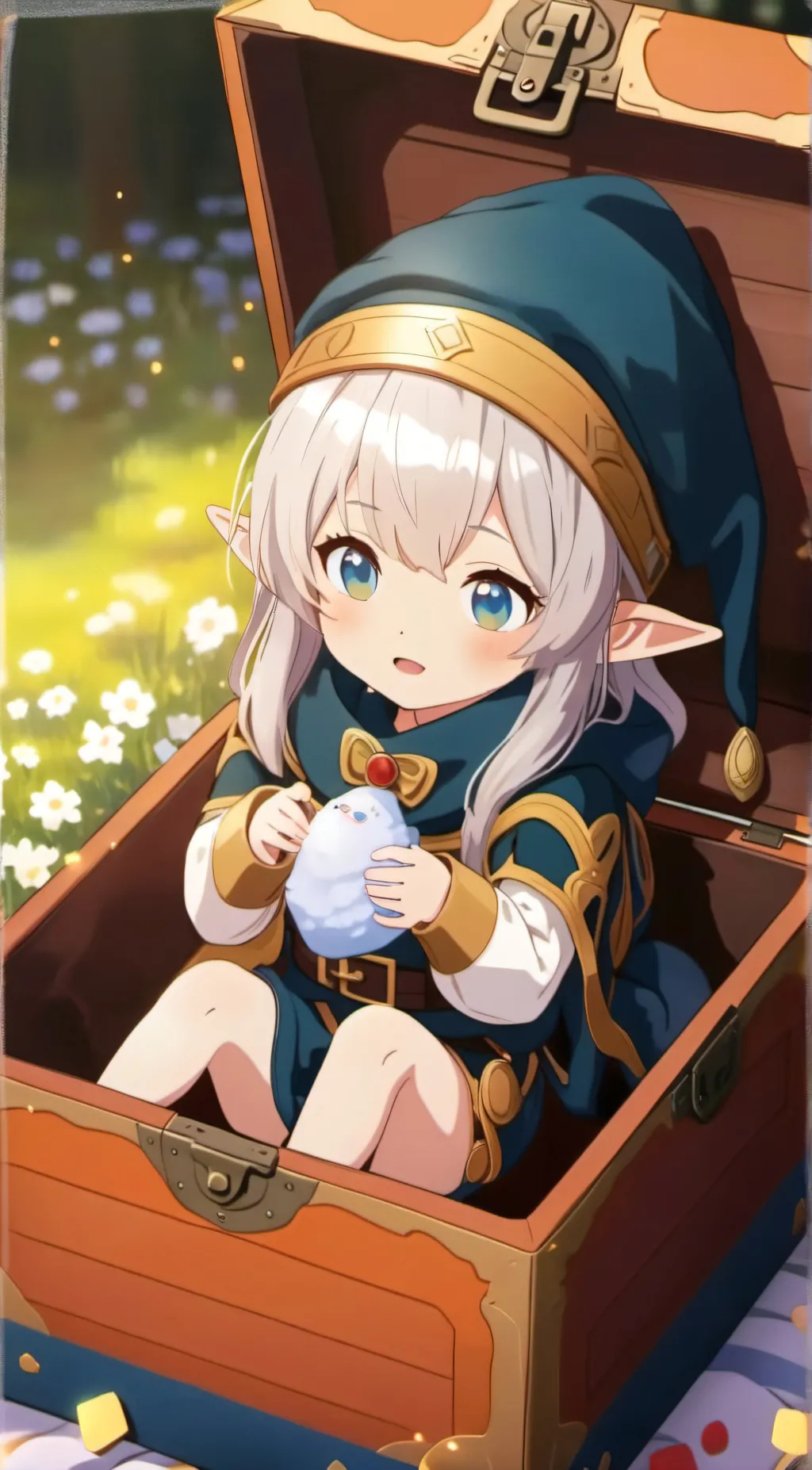 ai character: New born baby elf background