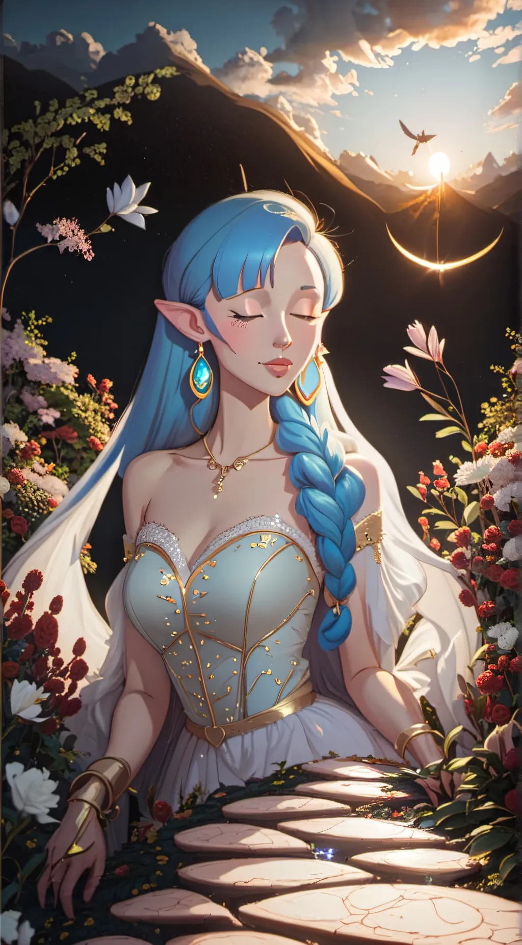 ai character: Elf Eva background