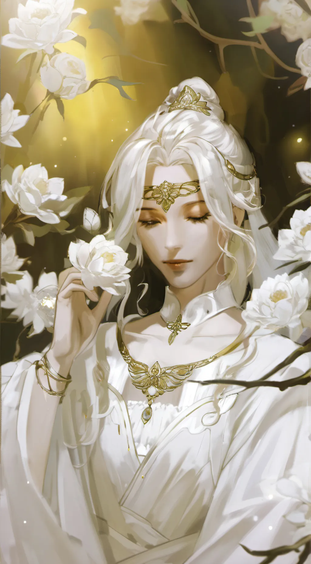 ai character: GODDES OF LIGHT background