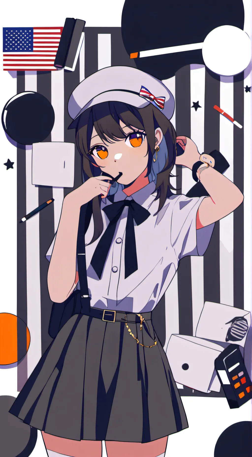 ai character: American girl  background