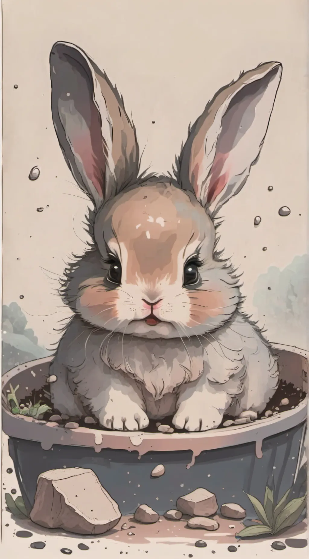 ai character: baby bunny  background