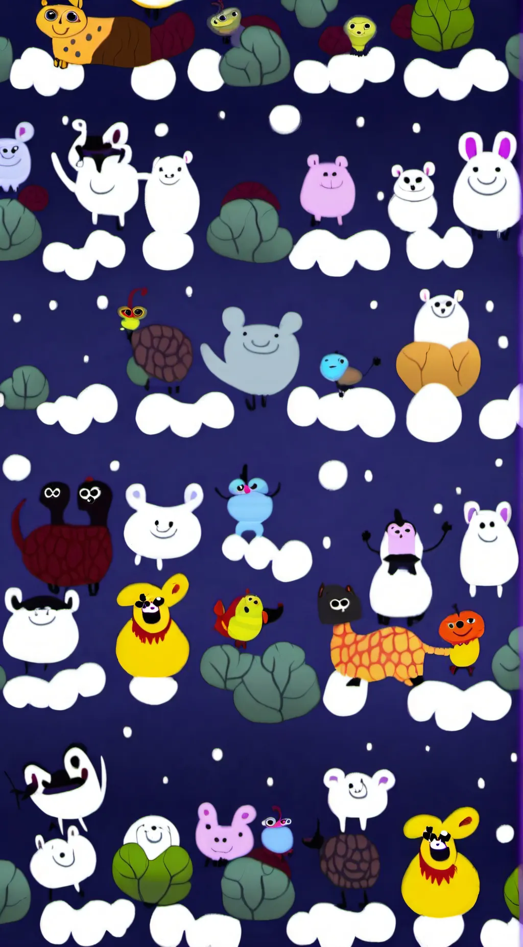 ai character: Smiling critters background