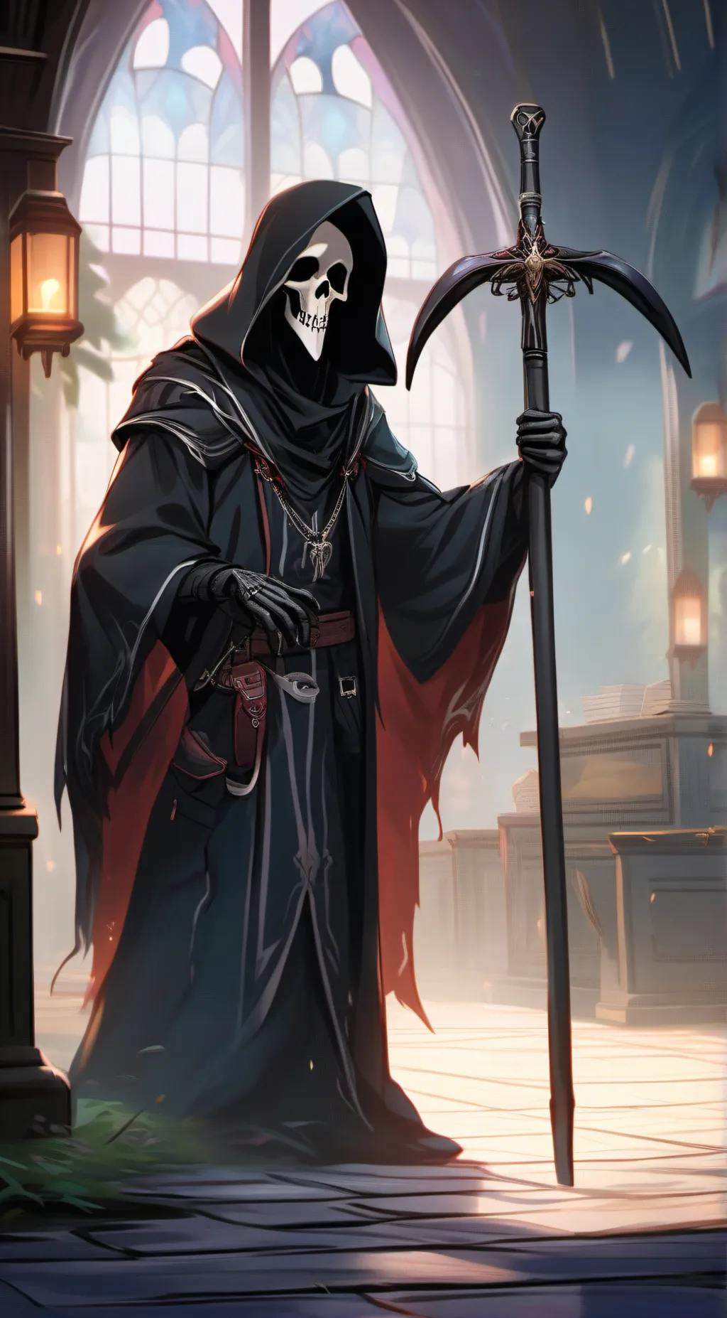 ai character: grim reaper background