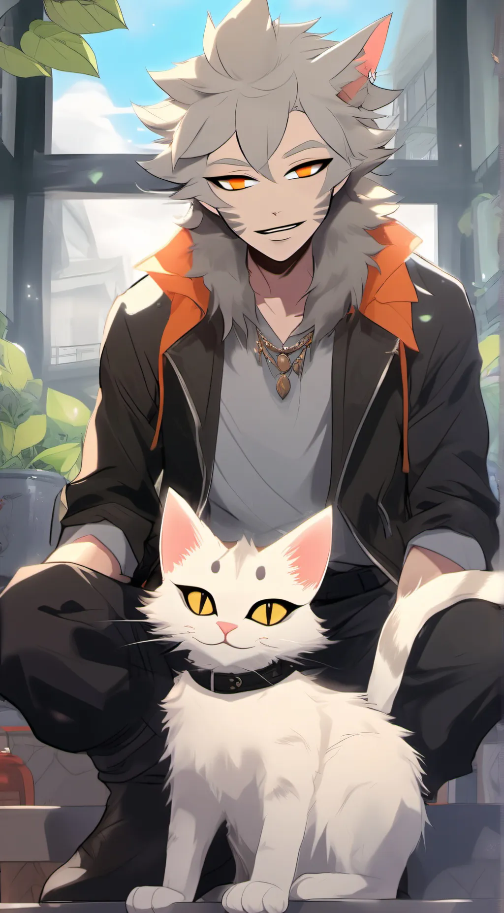 ai character: haif furry background
