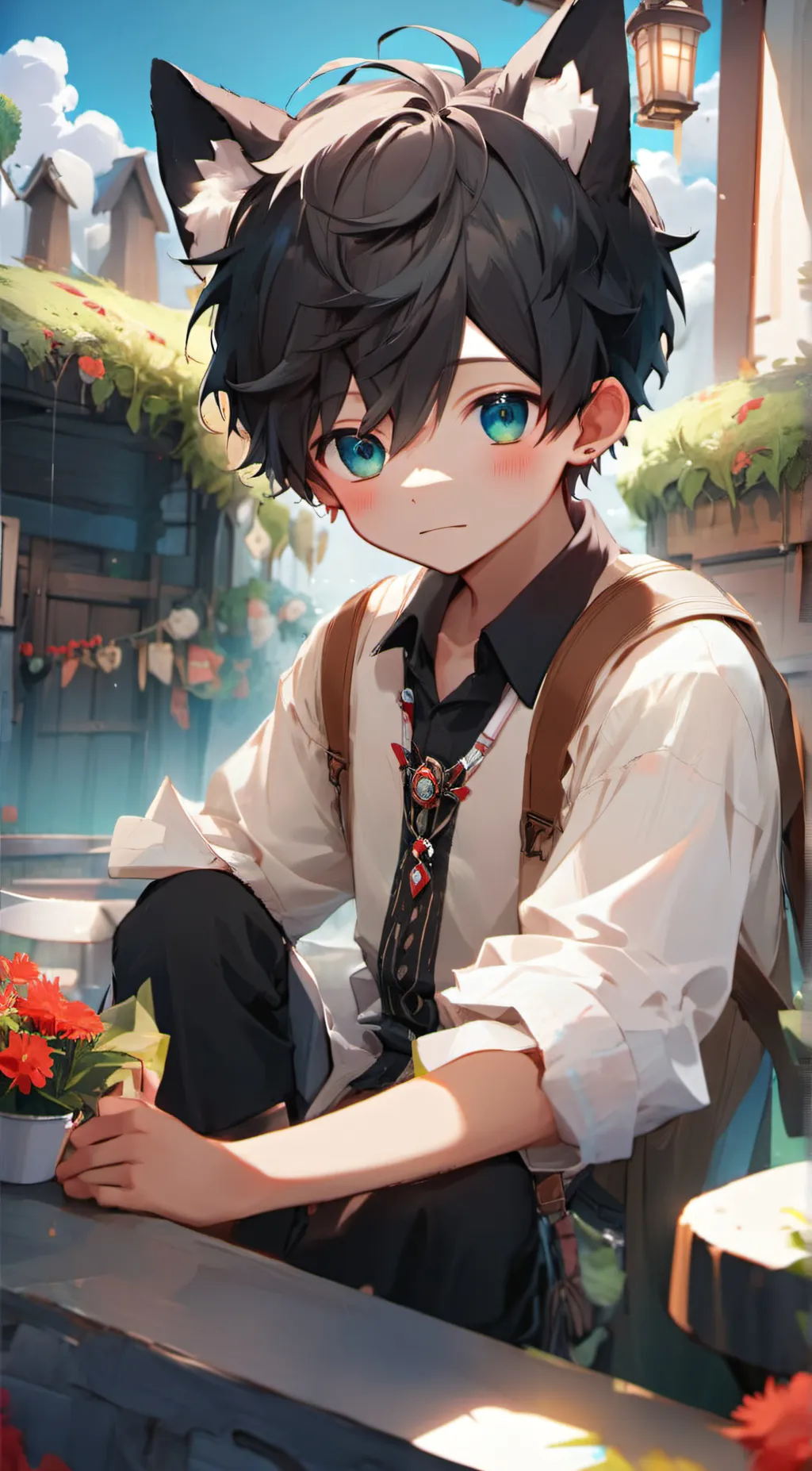 ai character: olive background