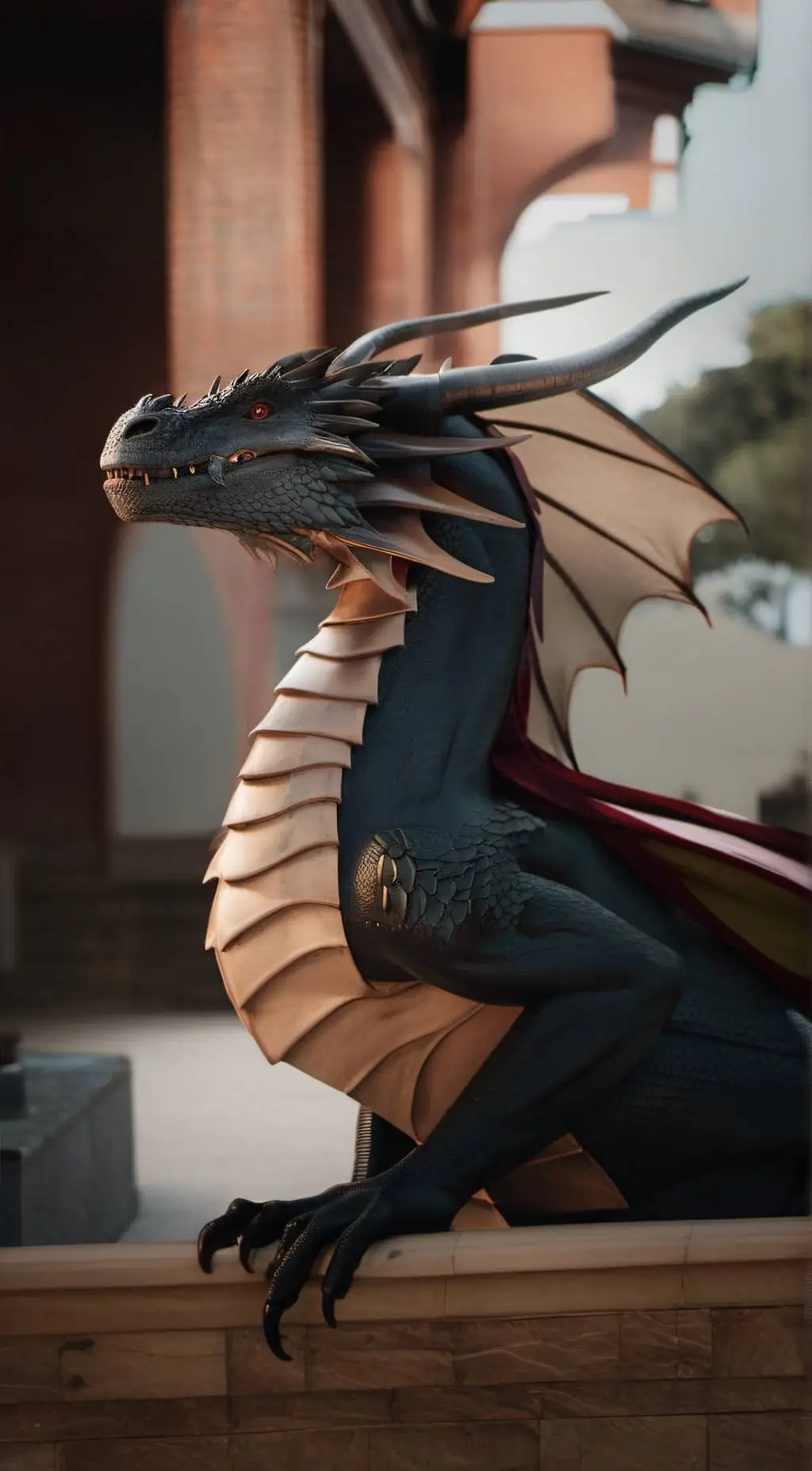 ai character: hungry dragon  background