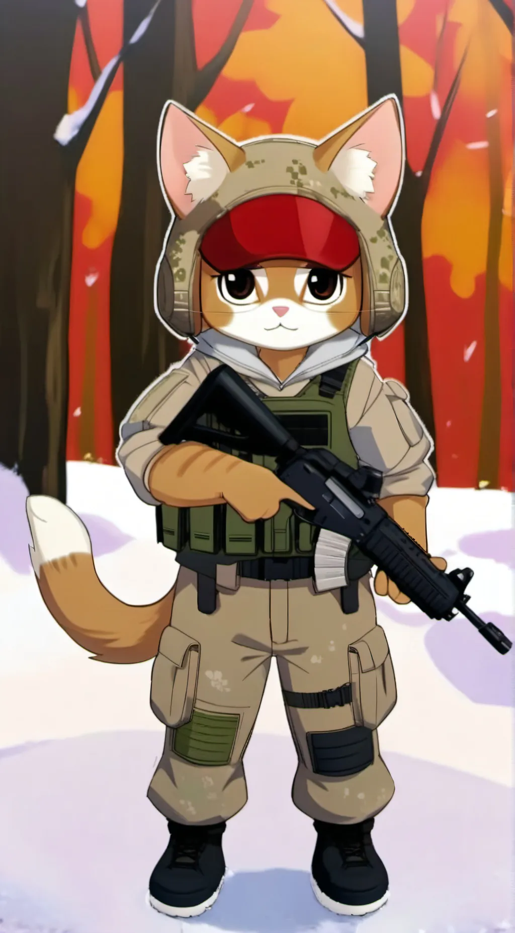 ai character: Sargent mittens  background
