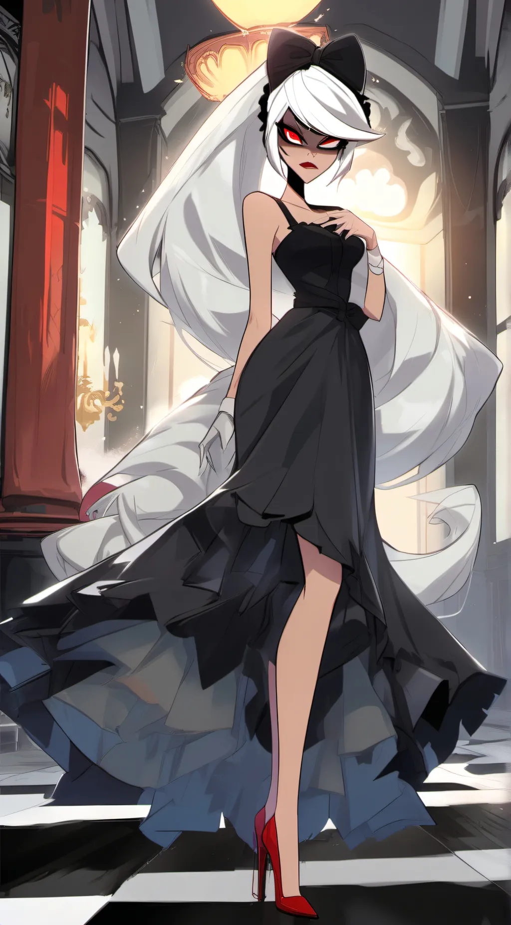 ai character: Camilla carmine  background