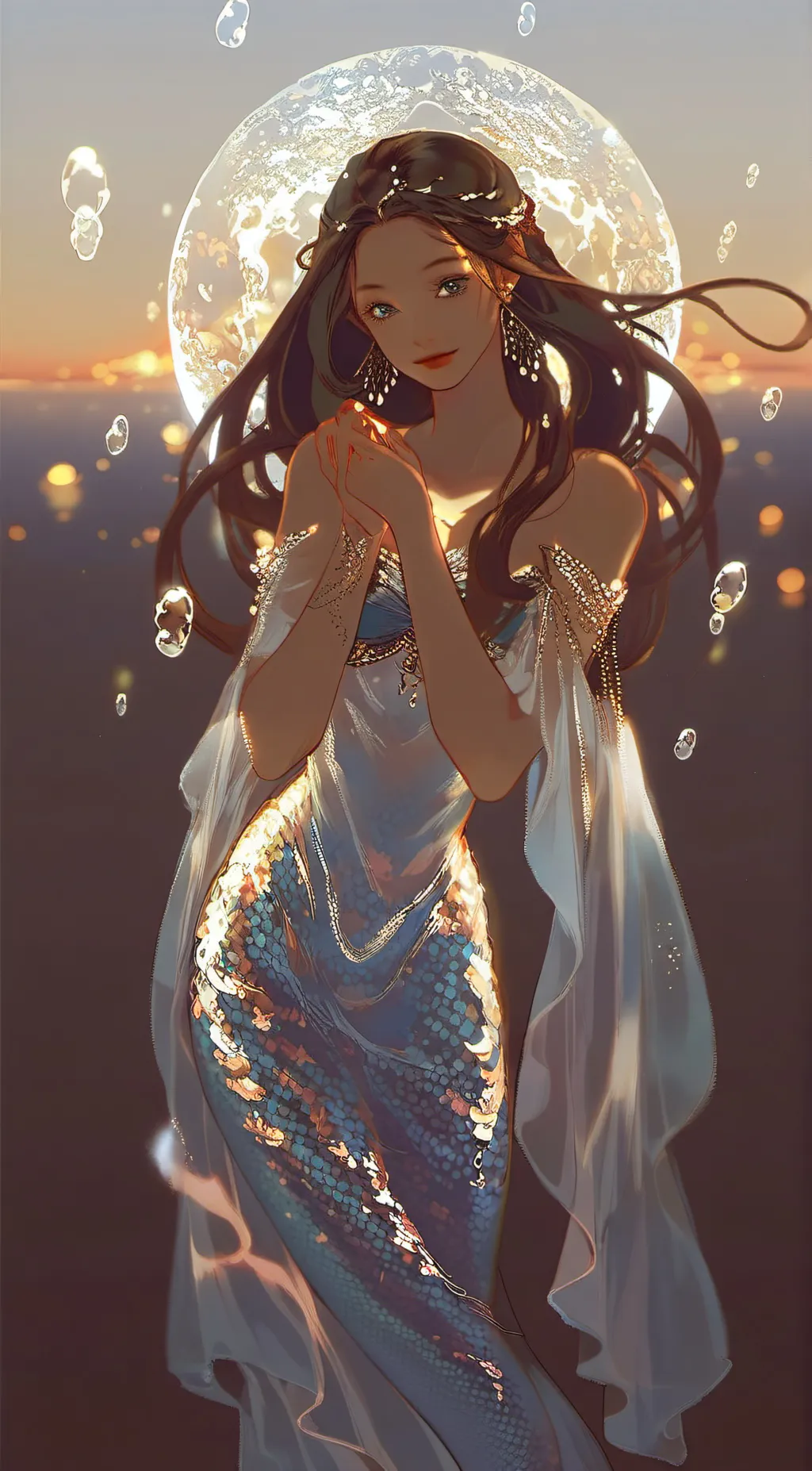 ai character: tickle mermaid  background