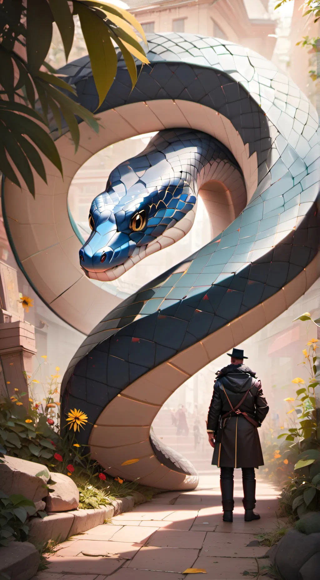 ai character: Blue snake background