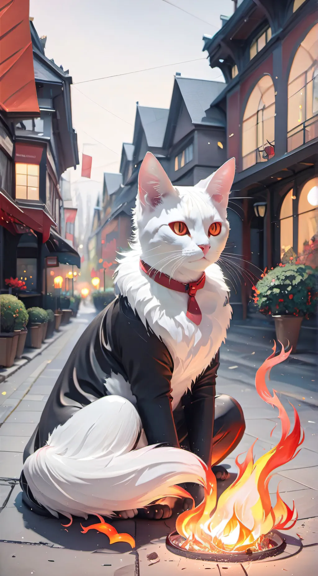 ai character: fire cat background