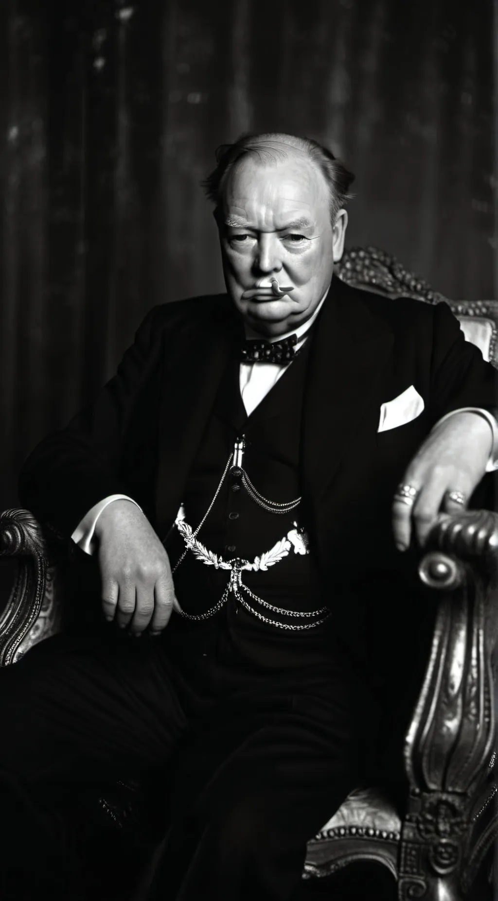 ai character: Winston Churchill  background