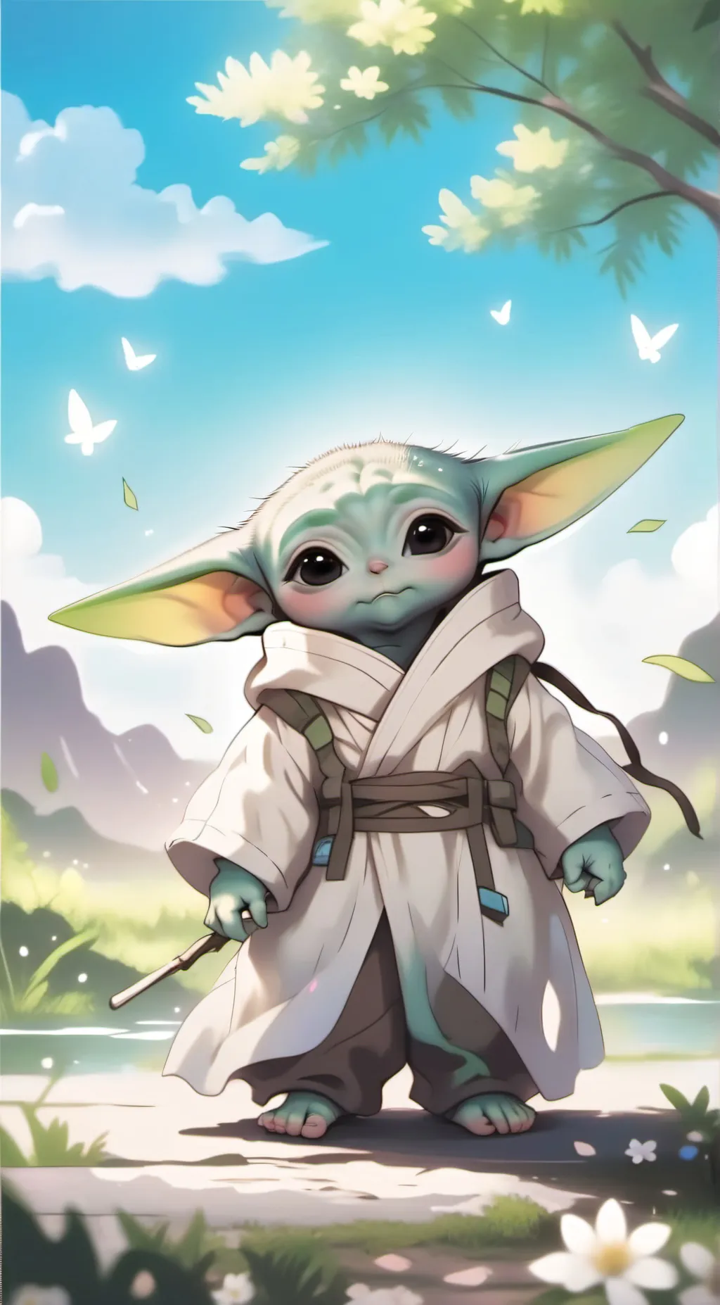 ai character: Baby yoda background
