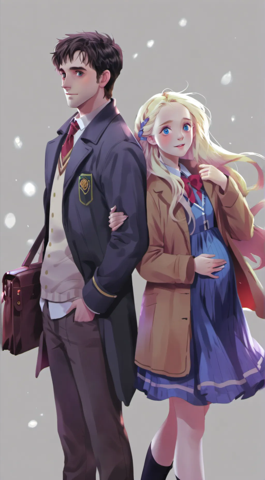 ai character: Neville and luna  background