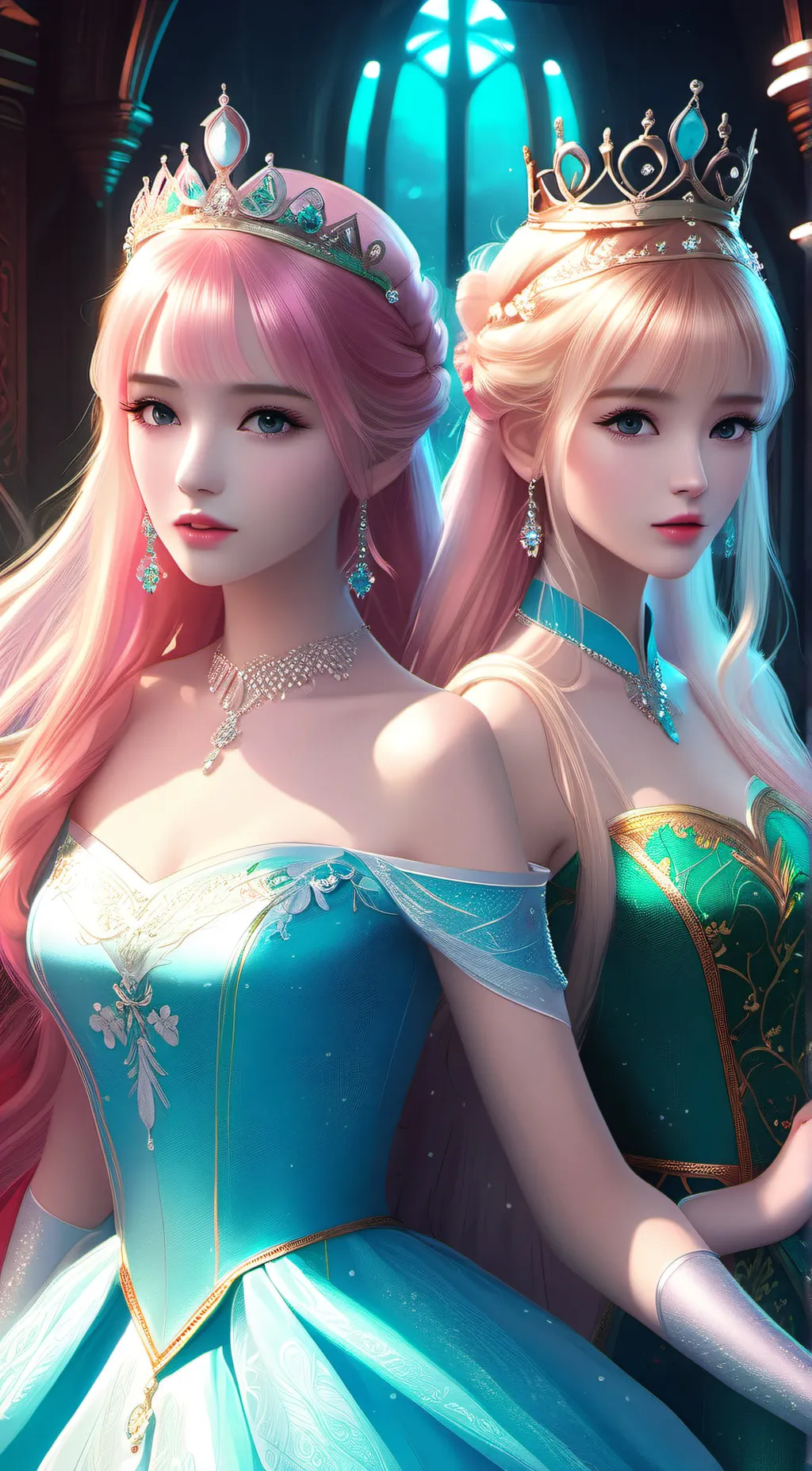 ai character: Two Princess  background